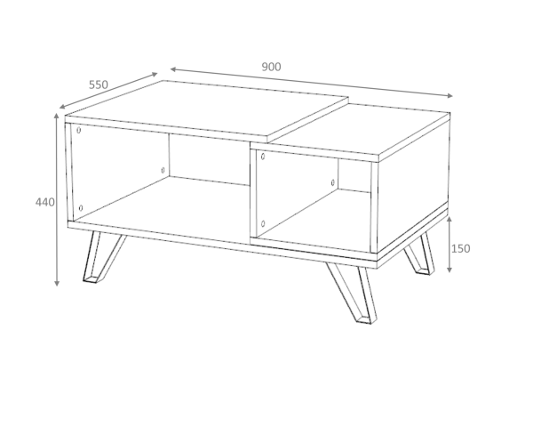Dmodül Metal Ayaklı Otto Orta Sehpa 90cm