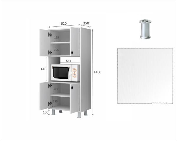 Dmodül Nova Çok Amaçlı Dolap 62cm Beyaz