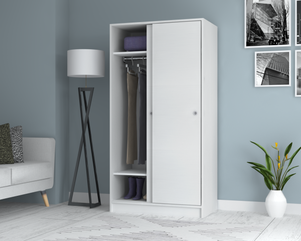 Mento Sürgülü  Gardırop 94cm Beyaz Derinlik 52cm