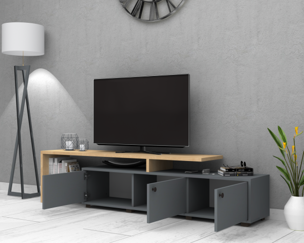Kant Tv Ünitesi 197 cm Gri Meşe