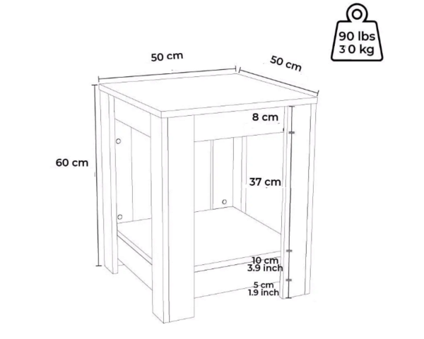 Dmodül Rio Sehpa 50cm Gri Beyaz
