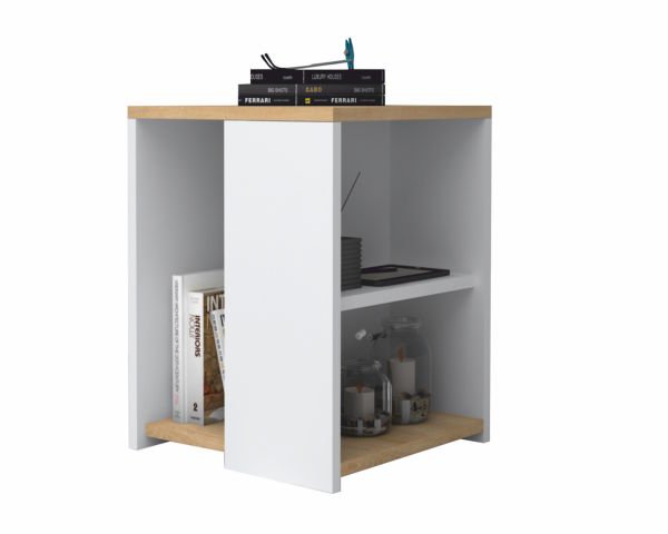 Dmodül Astor Yan Sehpa 40cm Meşe Beyaz