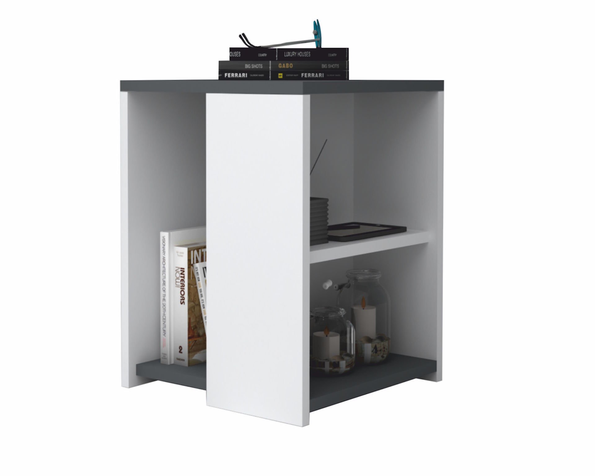 Dmodül Astor Yan Sehpa 40cm Gri Beyaz