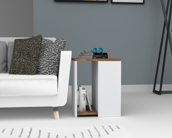 Dmodül Astor Yan Sehpa 40cm Ceviz Beyaz