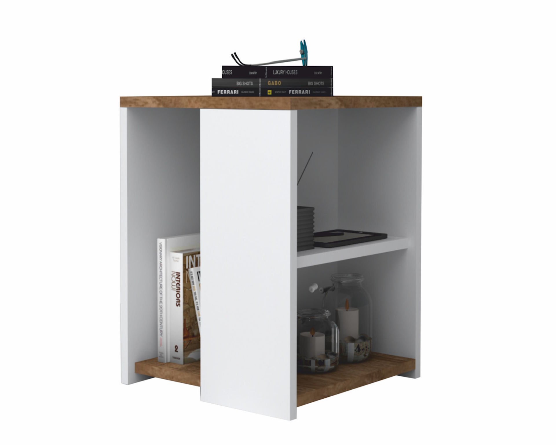 Dmodül Astor Yan Sehpa 40cm Ceviz Beyaz