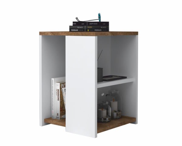 Dmodül Astor Yan Sehpa 40cm Ceviz Beyaz