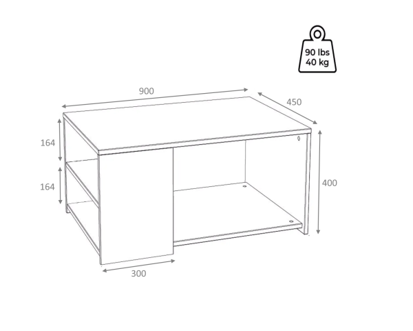Dmodül Astor Sehpa 90cm Meşe  Beyaz