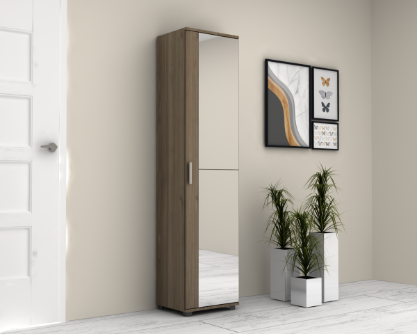 Rodex Aynalı Çok Amaçlı Dolap 45cm Ceviz