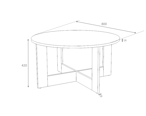 Dmodül Kati Orta Sehpa 80cm Meşe