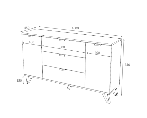 Dmodül Touch Konsol Çok Amaçlı Dolap 160 cm Ceviz