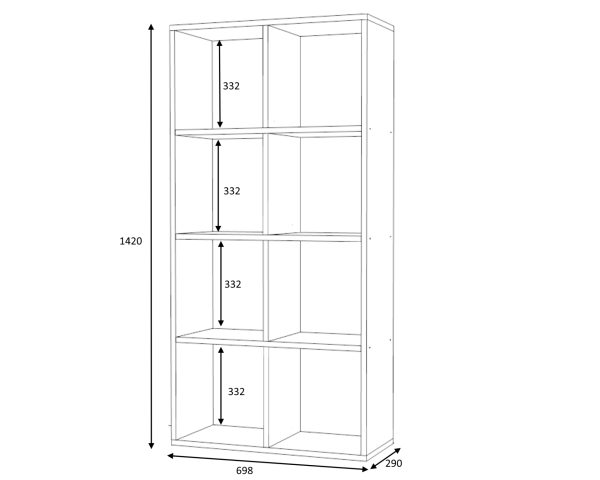 Dmodül Anser Dekoratif Kitaplık 70 cm Retro Gri