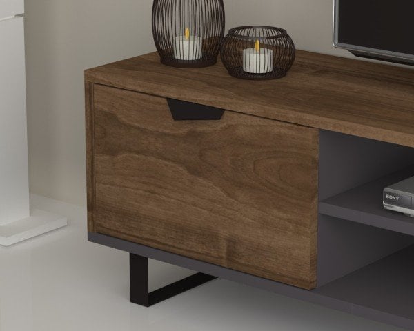 Dmodül Lonsa Metal Ayaklı Tv Ünitesi 160 cm Ceviz-Gri
