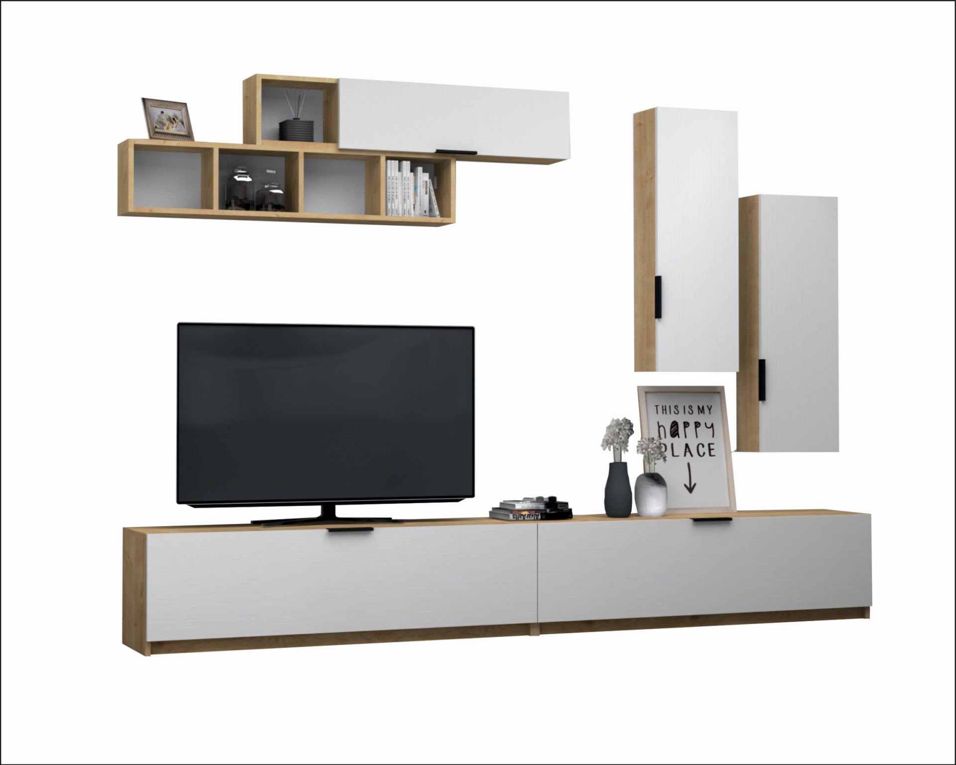 Dmodül Ege Tv Ünitesi 280 cm Meşe Beyaz