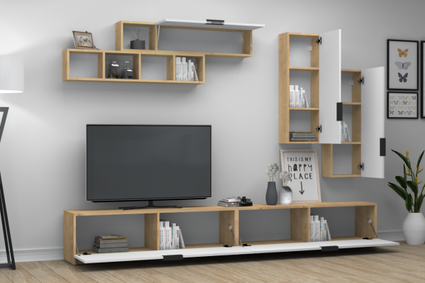 Dmodül Ege Tv Ünitesi 280 cm Meşe Beyaz