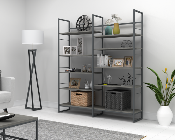 Kary Metal Ayaklı Kitaplık 160cm Retro Gri