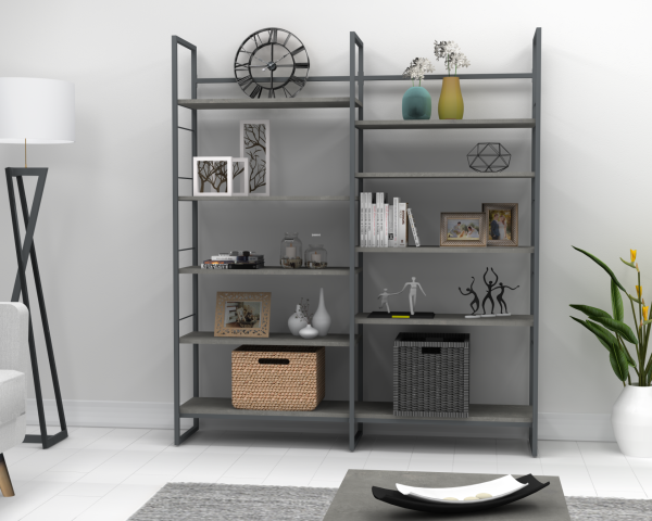 Kary Metal Ayaklı Kitaplık 160cm Retro Gri