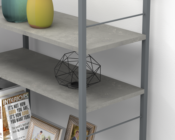 Kary Metal Ayaklı Kitaplık 160cm Retro Gri