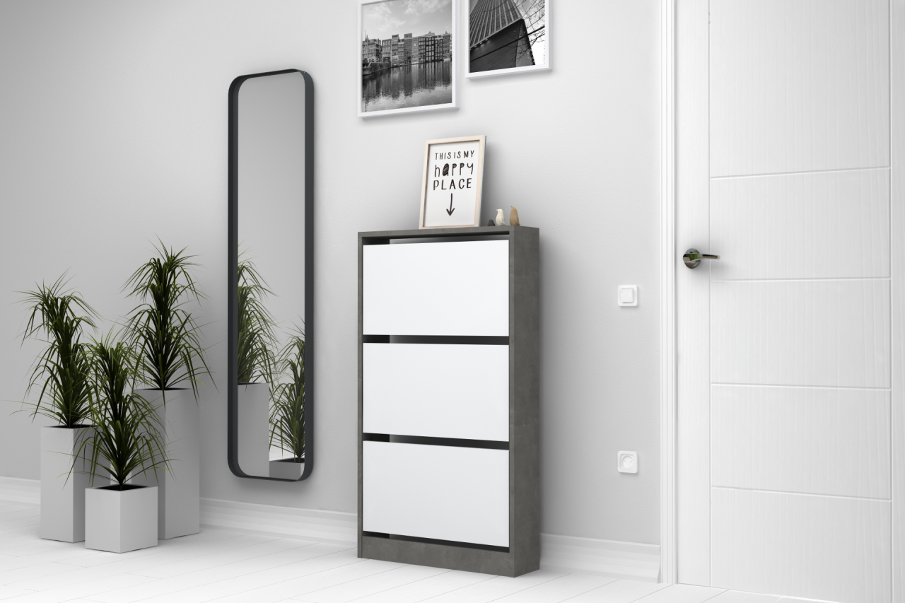 Dmodül Space Ayakkabılık Dolabı 65 cm Retro Gri Beyaz