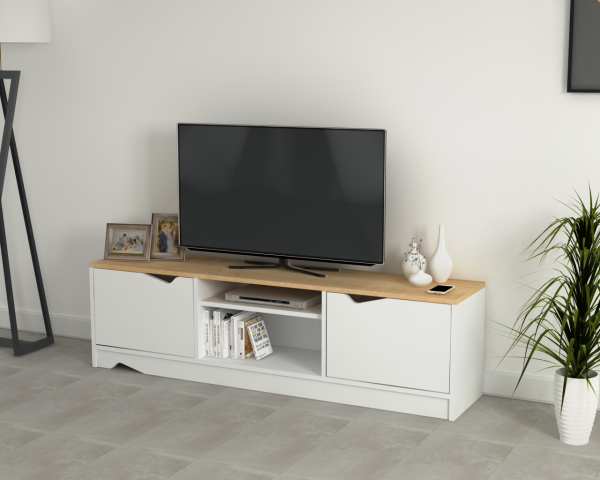 Dmodül Troy Tv Ünitesi 160 cm beyaz meşe