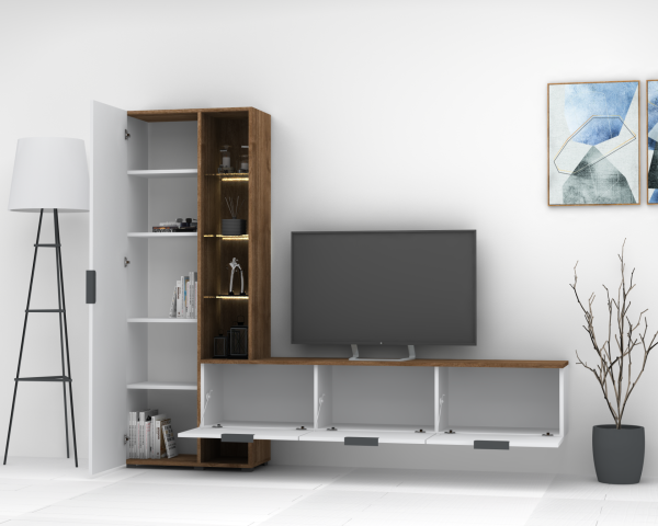 Dmodül Softline-M3  Tv Ünitesi 223 cm Ceviz Beyaz