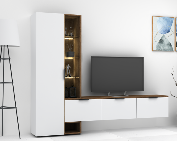 Dmodül Softline-M3  Tv Ünitesi 223 cm Ceviz Beyaz