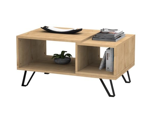 Dmodül Metal Ayaklı Otto Orta Sehpa Meşe 90cm
