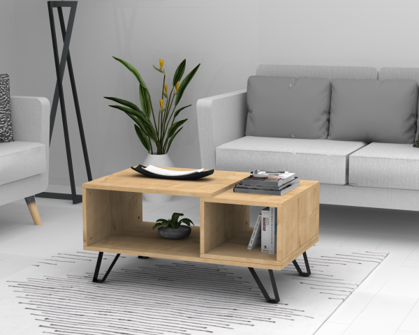 Dmodül Metal Ayaklı Otto Orta Sehpa Meşe 90cm
