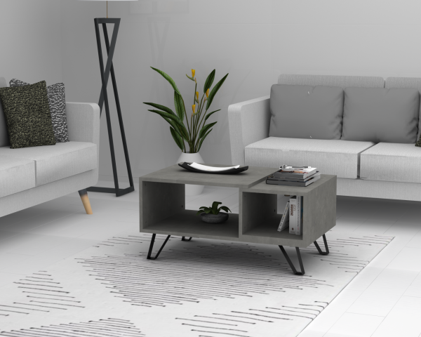 Dmodül Metal Ayaklı Otto Orta Sehpa Retro Gri 90cm