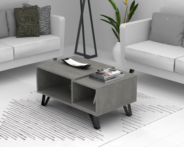 Dmodül Metal Ayaklı Otto Orta Sehpa Retro Gri 90cm