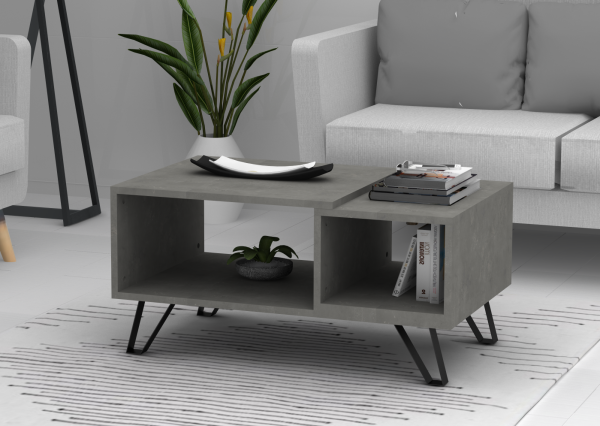 Dmodül Metal Ayaklı Otto Orta Sehpa Retro Gri 90cm