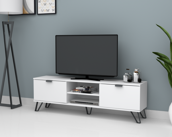 Dmodül Touch Tv Ünitesi 160 cm Beyaz Metal Ayaklı