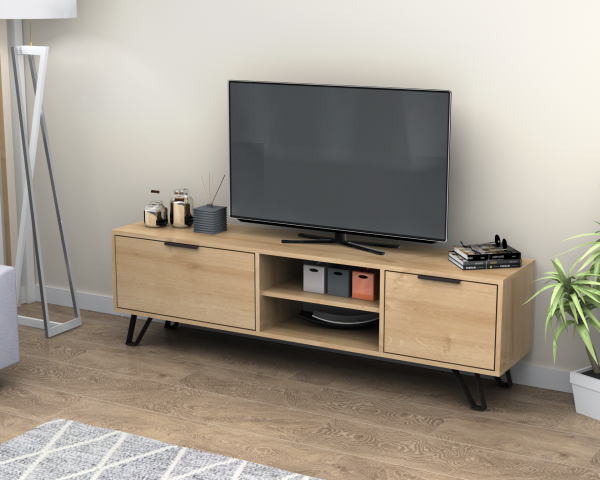 Kaster Tv Ünitesi 170 cm Meşe Metal Ayaklı