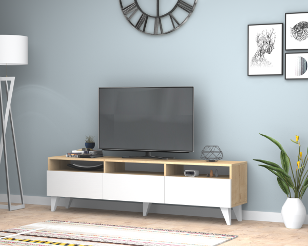 Deluxe Tv Ünitesi 180 cm Meşe Beyaz