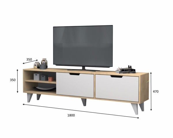 Volge Tv Ünitesi 180 cm Meşe Beyaz