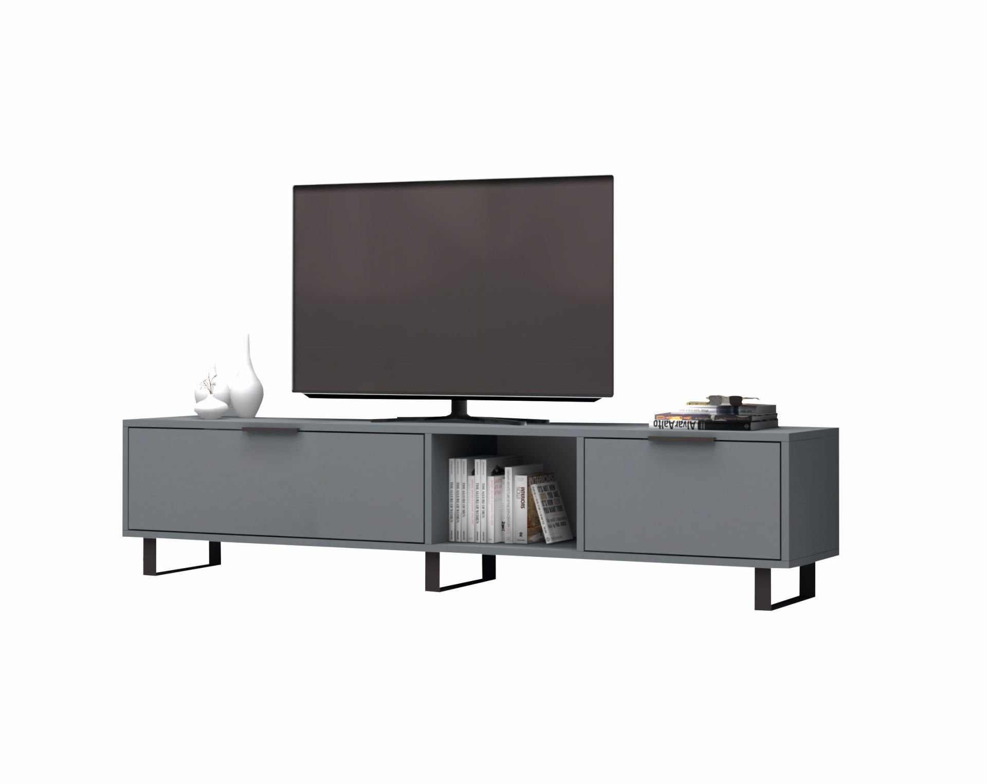 Zenon Tv Ünitesi 180 cm Koyu Gri Metal Ayaklı