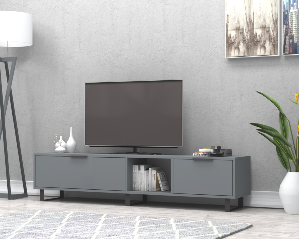 Zenon Tv Ünitesi 180 cm Koyu Gri Metal Ayaklı