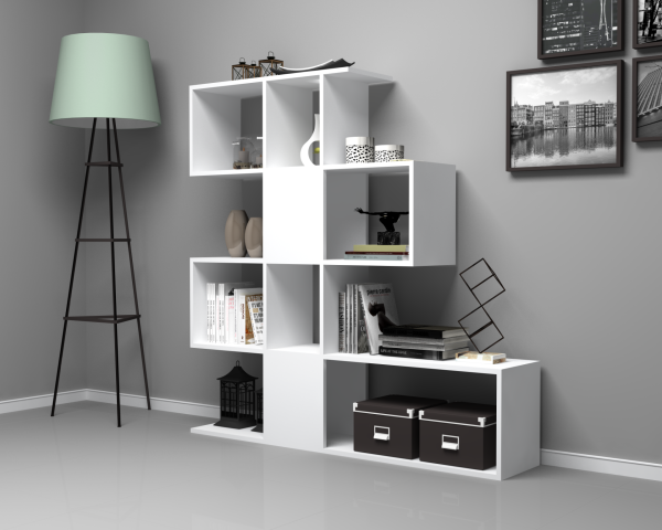 Dmodül Aktif Dekoratif Kitaplık 145 cm Beyaz