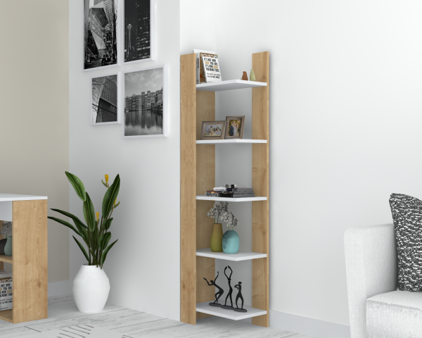 Dmodül Rio Dekoratif Kitaplık 45 cm Meşe Beyaz