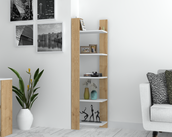 Dmodül Rio Dekoratif Kitaplık 45 cm Meşe Beyaz