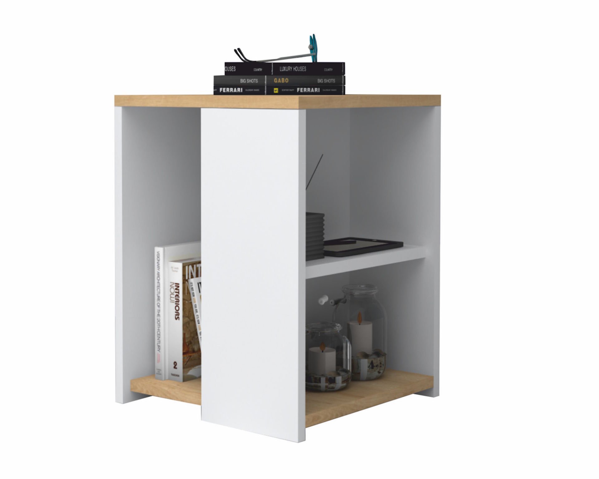 Dmodül Astor Yan Sehpa 40cm Meşe Beyaz