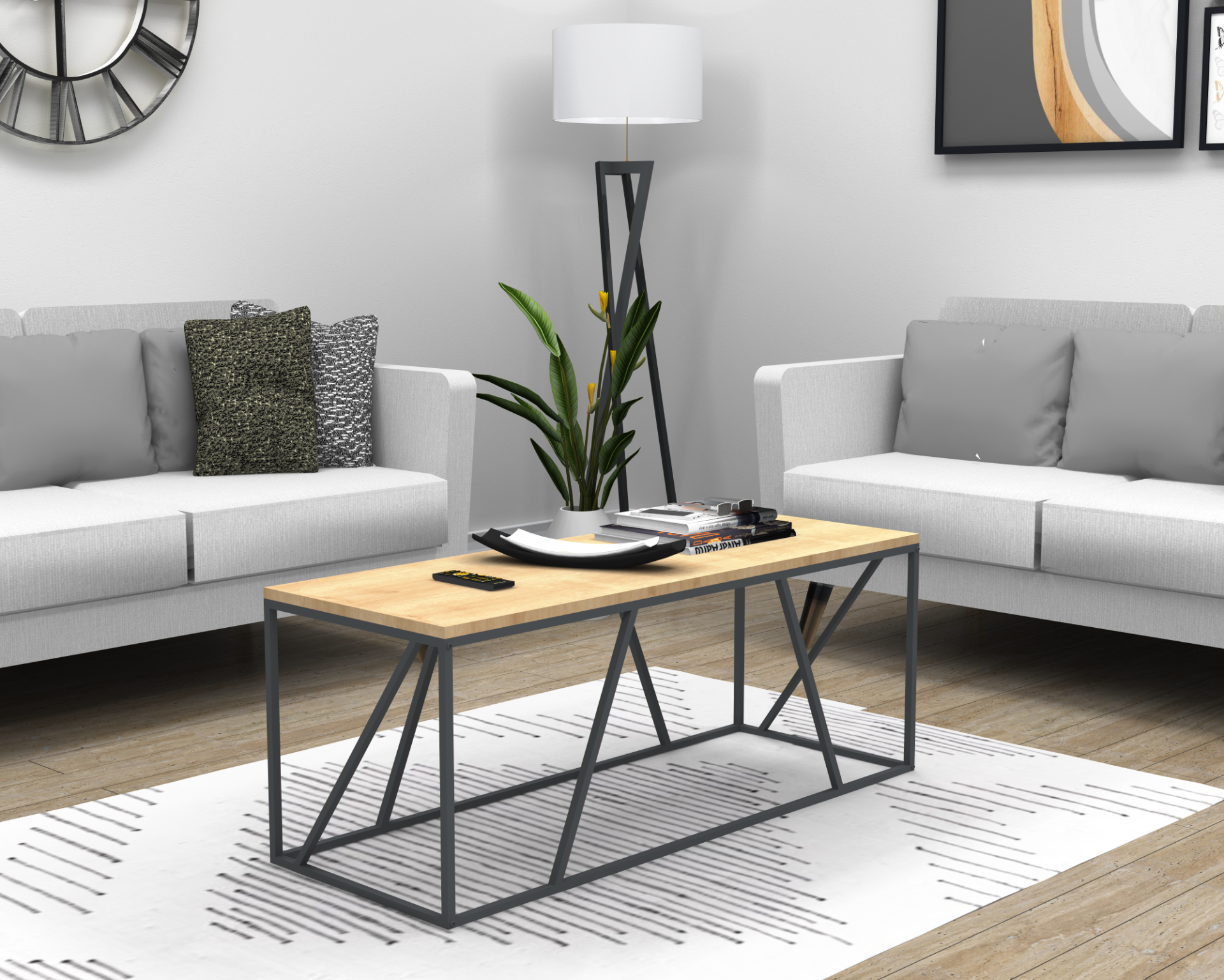 Dream Metal Ayaklı Orta Sehpa 120cm Meşe