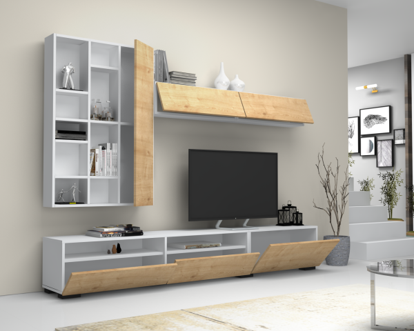 Dmodül Lack 270 cm Duvar Ünitesi Beyaz Meşe