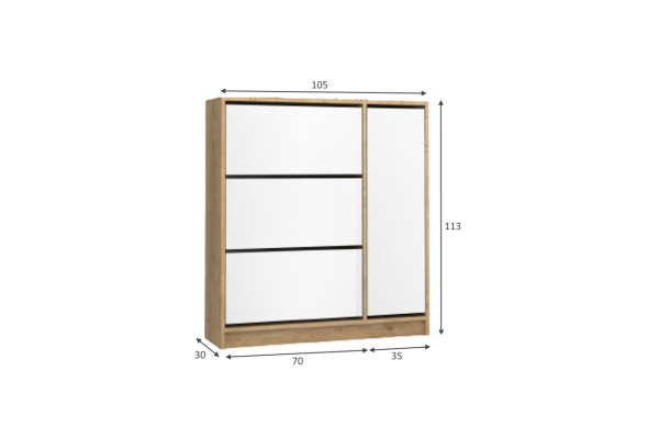Dmodül Mod Ayakkabılık 105 cm Meşe Beyaz Derinlik 30cm