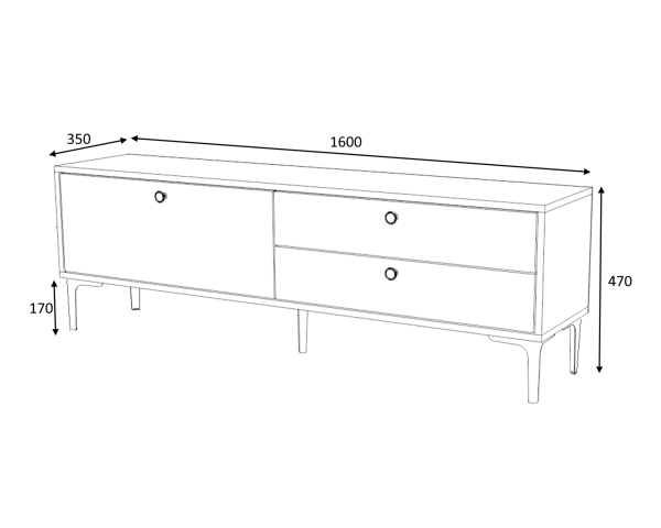 Seles 160cm Tv Sehpası Beyaz