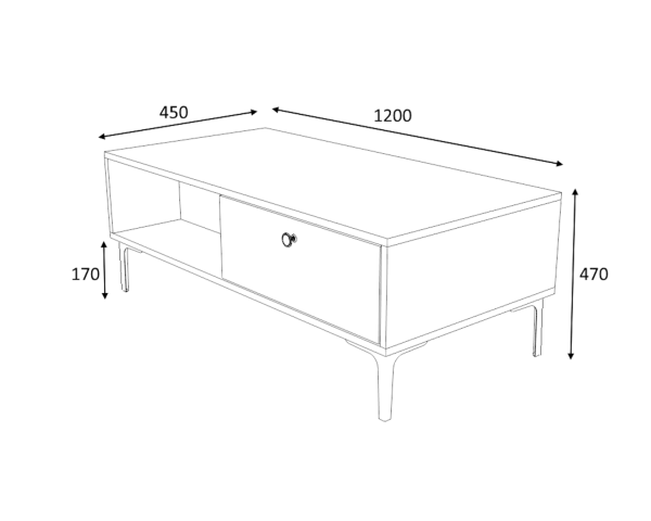 Dmodül Seles Orta Sehpa Meşe Beyaz