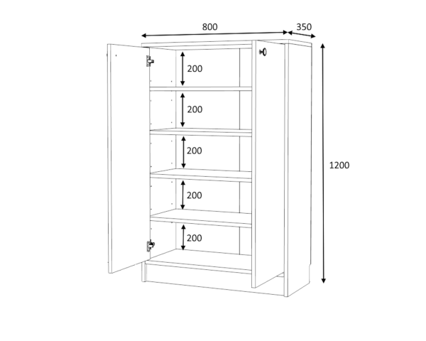 Dmodül Sirius Ayakkabılık 80 cm Meşe Beyaz Derinlik 35 cm