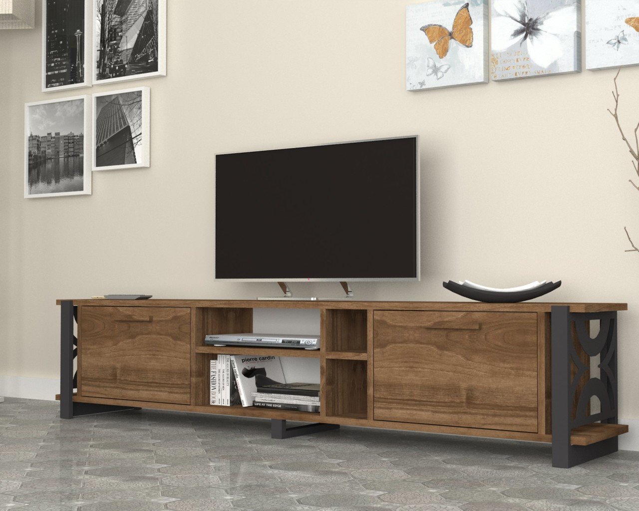 Dmodül Metal Ayaklı Tv Ünitesi 180 cm Riyad/Ceviz