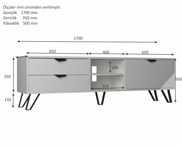 Dmodül Jasmine Tv Ünitesi 170 cm Ceviz-17