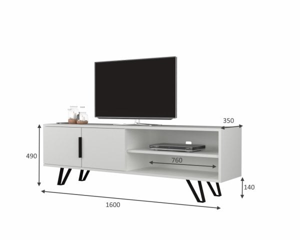 Dmodül Foot Metal Ayaklı Tv Ünitesi 160 cm Beyaz
