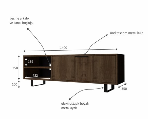 Dmodül New Smart 140 cm Tv  Ünitesi Ceviz